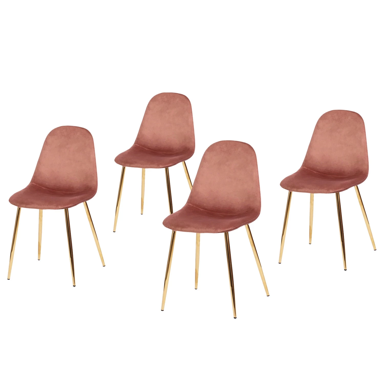 Jack & Alice Chaise Yoyce II - Velours / Métal - Doré - Velours Tiru: Saumon - Lot de 4 1 Jack & Alice Chaise Yoyce II - Velours / Métal - Doré - Velours Tiru: Saumon - Lot de 4