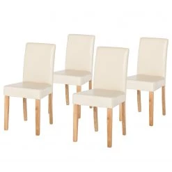 Ars Natura Chaise capitonnée Nella I - Beige - Lot de 4