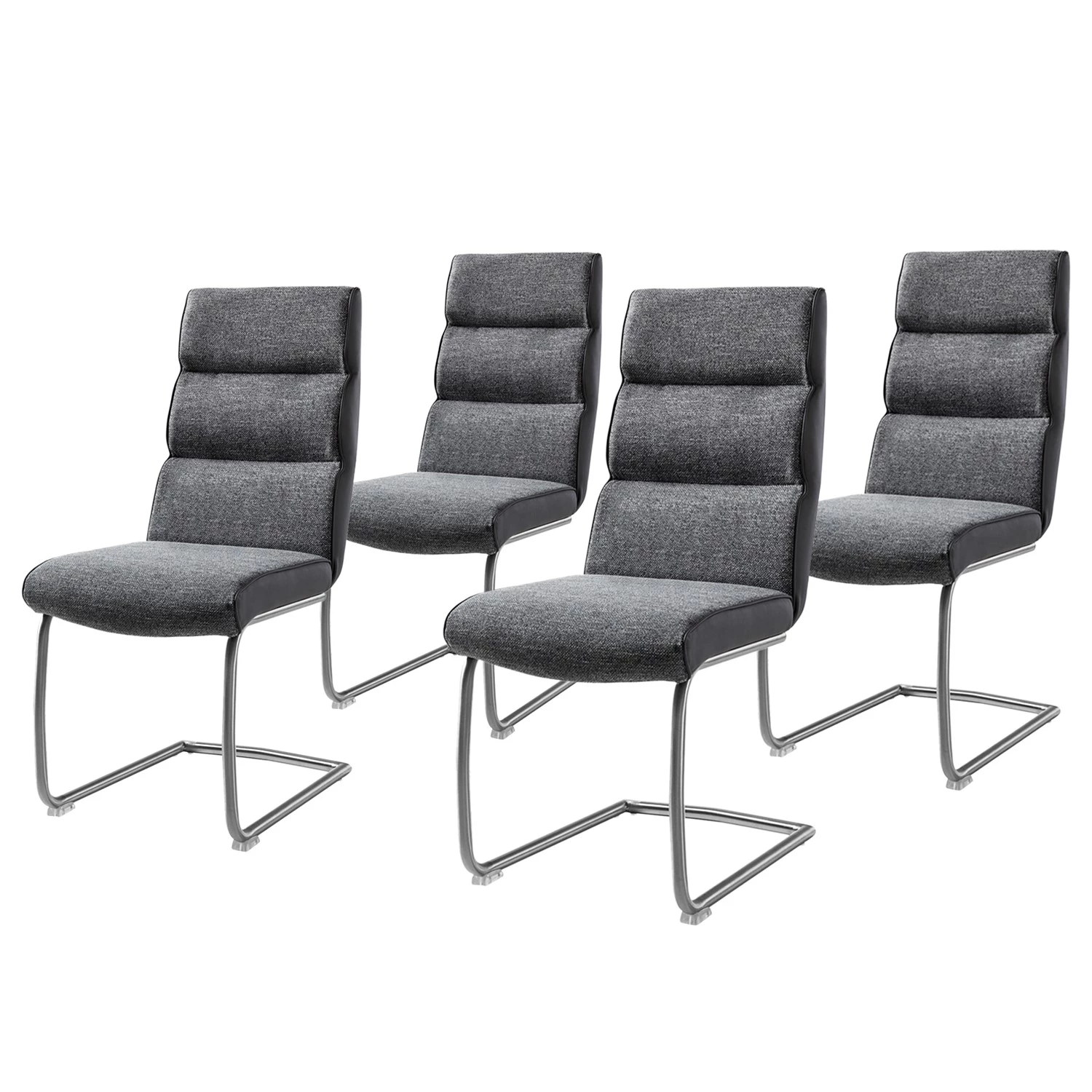 Fredriks Chaise cantilever Abenra - Tissu structuré / Acier - Acier inoxydable - Gris - Lot de 4 1 Fredriks Chaise cantilever Abenra - Tissu structuré / Acier - Acier inoxydable - Gris - Lot de 4
