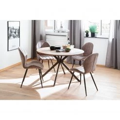 Loftscape Chaises Liena - Microfibre / Métal - Noir - Sable vintage - Lot de 4 -ÉcoMaison Soldes 1000313389 211209 14223000048 MOOD DETAILS P000000001000313389 mood