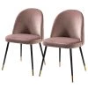 Jack & Alice Chaise capitonnée Farum - Velours / Acier - Noir - Velours Zala: Rose vieilli - Lot de 2