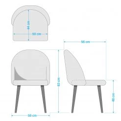 Jack & Alice Chaise capitonnée Farum - Velours / Acier - Noir - Velours Zala: Rose vieilli - Lot de 2 -ÉcoMaison Soldes 1000313393 211208 121803000526 SKETCH DETAILS P000000001000313393 sketch