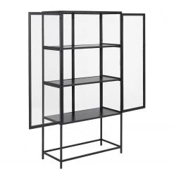 Red Living Vitrine Coogee - Noir / Imitation chêne brun noir - Hauteur : 150 cm -ÉcoMaison Soldes 1000315209 211214 11594300249 DETAILS P000000001000315209