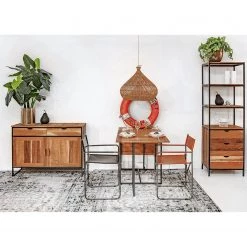 Red Living Table Savella - (extensible) Bois recyclé massif / Fer - Bois recyclé / Noir -ÉcoMaison Soldes 1000315229 211214 16250700041 MOOD DETAILS P000000001000315229 mood