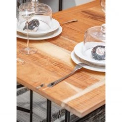 Red Living Table Savella - (extensible) Bois recyclé massif / Fer - Bois recyclé / Noir -ÉcoMaison Soldes 1000315229 211214 16250700069 DETAILS P000000001000315229