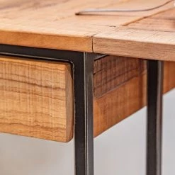 Red Living Table Savella - (extensible) Bois recyclé massif / Fer - Bois recyclé / Noir -ÉcoMaison Soldes 1000315229 211214 16250700075 DETAILS P000000001000315229