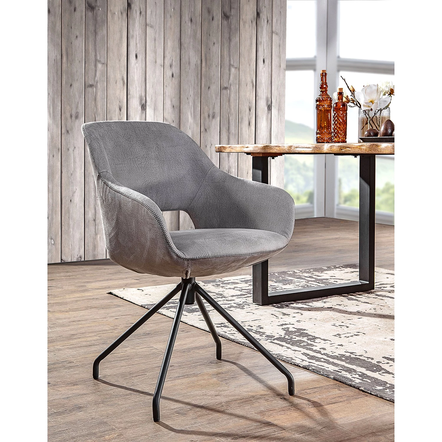 Loftscape Chaise à accoudoirs Seymor - Gris 2 Loftscape Chaise à accoudoirs Seymor - Gris – Image 2