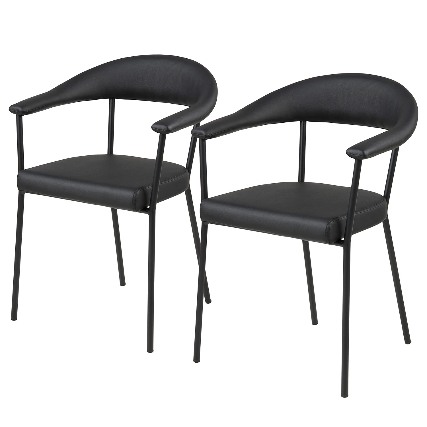 Loftscape Chaises à accoudoirs Otava (lot de 2) - Imitation cuir / Fer - Noir 1 Loftscape Chaises à accoudoirs Otava (lot de 2) - Imitation cuir / Fer - Noir