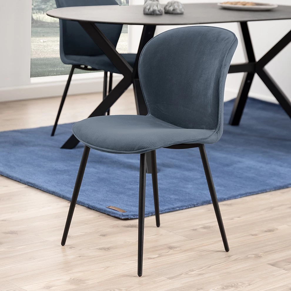 Loftscape Chaises capitonnées Koriella (lot de 2) - Velours côtelé / Fer - Gris / Noir 2 Loftscape Chaises capitonnées Koriella (lot de 2) - Velours côtelé / Fer - Gris / Noir – Image 2