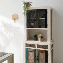 Wolf-Möbel Vaisselier Goa White - Partiellement en manguier massif - Manguier vintage blanc -ÉcoMaison Soldes 1000326948 220621 030 DETAILS P000000001000326948