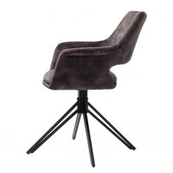 Loftscape Chaises à accoudoirs Moala II (lot de 2) - Velours / Acier - Gris vintage / Noir -ÉcoMaison Soldes 1000329352 220203 161419000040 DETAILS P000000001000329352