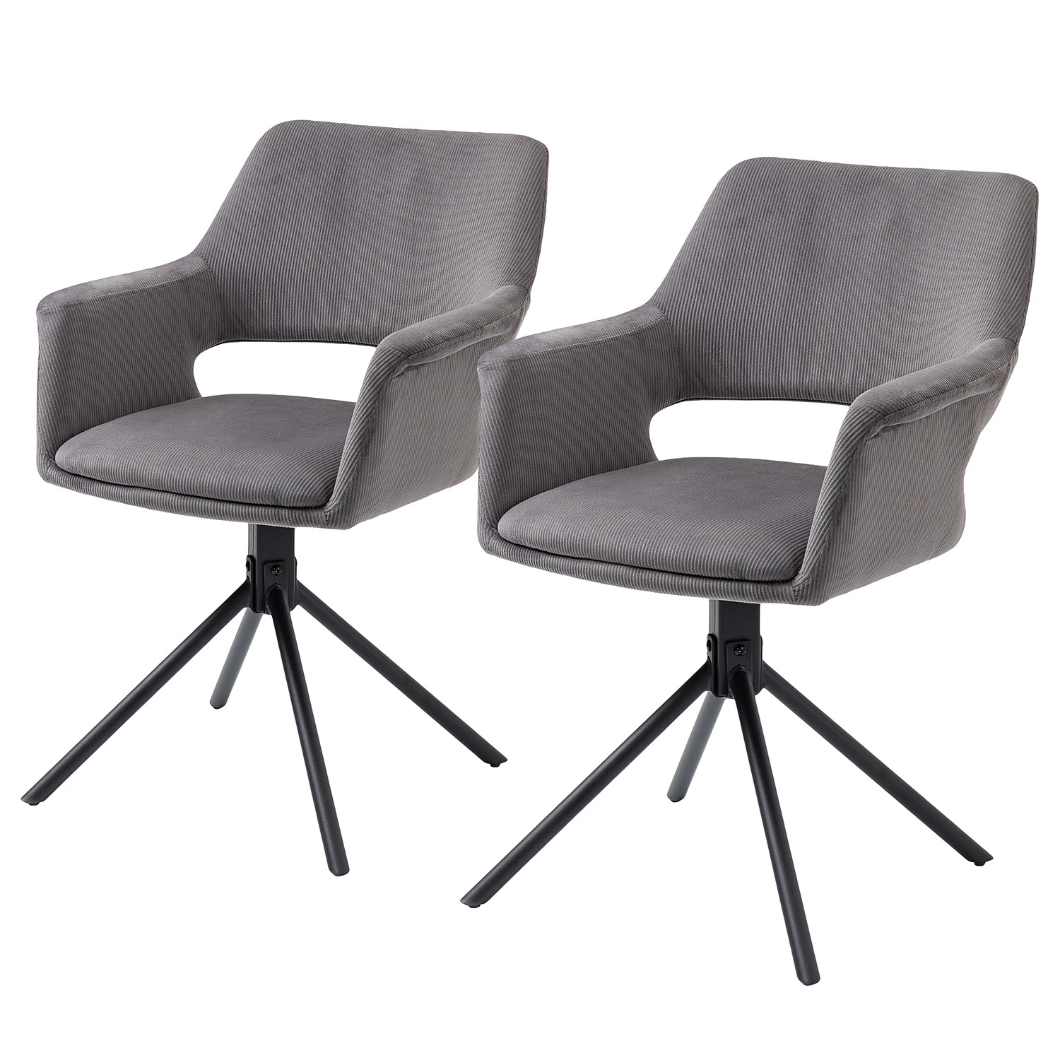 Loftscape Chaises à accoudoirs Keldur I (lot de 2) - Corde / Acier - Gris / Noir 1 Loftscape Chaises à accoudoirs Keldur I (lot de 2) - Corde / Acier - Gris / Noir
