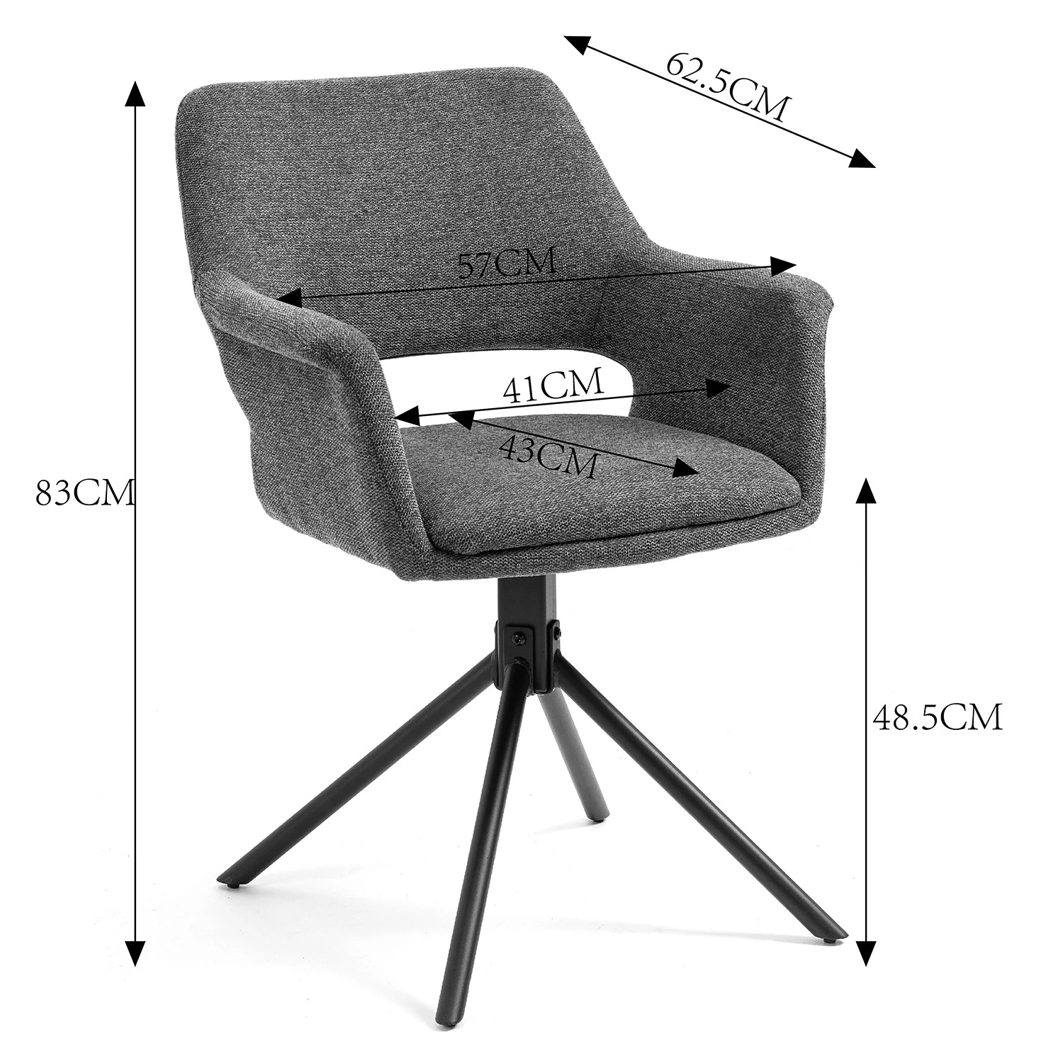 Loftscape Chaises à accoudoirs Keldur I (lot de 2) - Corde / Acier - Gris / Noir 7 Loftscape Chaises à accoudoirs Keldur I (lot de 2) - Corde / Acier - Gris / Noir – Image 7