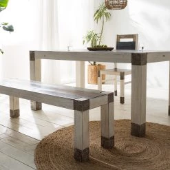 Wolf-Möbel Salle à manger Goa White (4 éléments) - Partiellement en manguier massif - Manguier vintage blanc -ÉcoMaison Soldes 1000330224 220621 030 DETAILS P000000001000330224