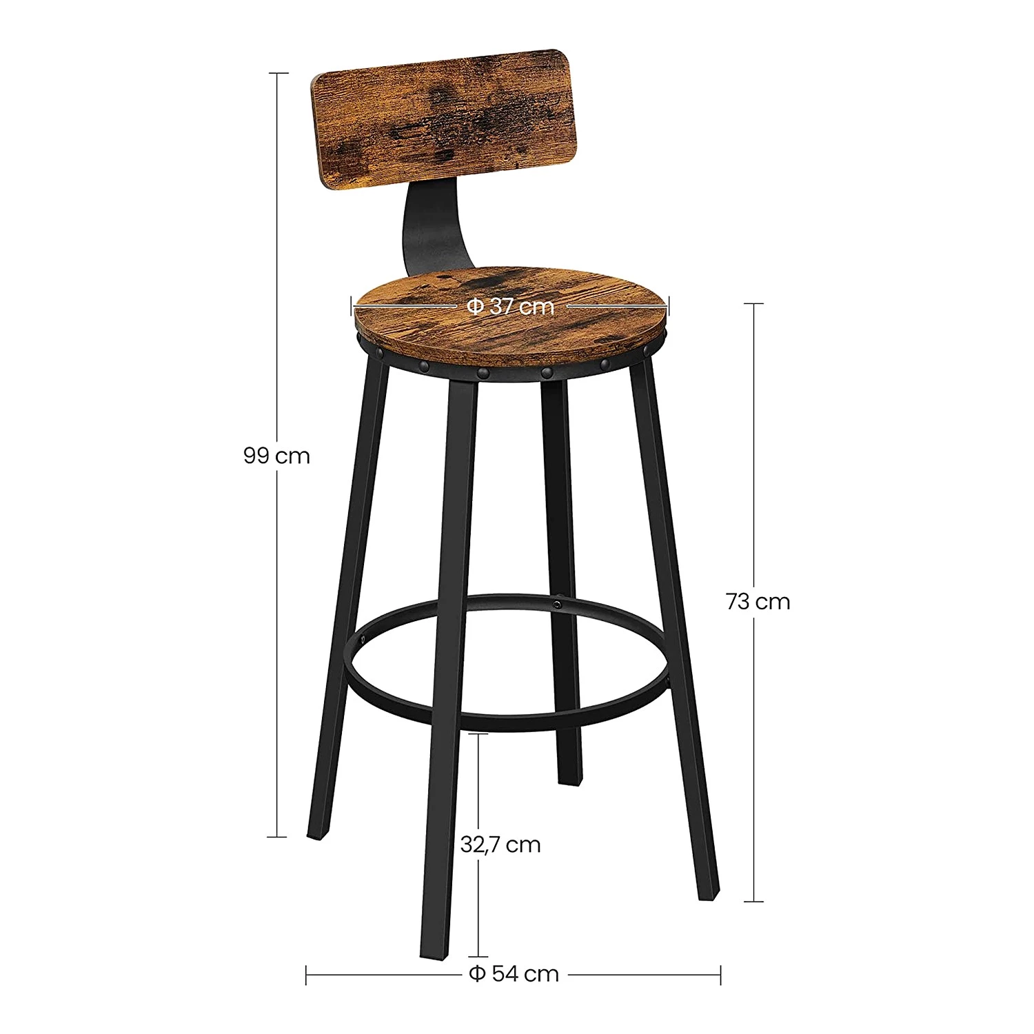 Red Living Chaises de bar Paoli (lot de 2) - Imitation bois recyclé / Noir 7 Red Living Chaises de bar Paoli (lot de 2) - Imitation bois recyclé / Noir – Image 7