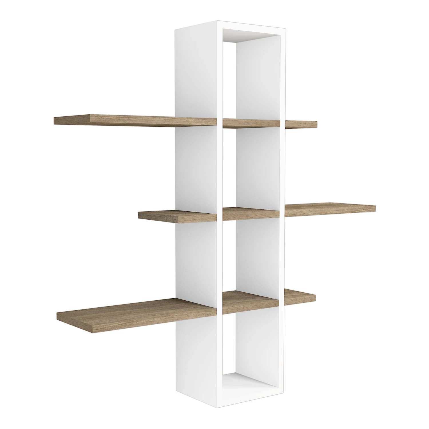 Loftscape Étagère murale Valetta - Blanc / Imitation noyer 1 Loftscape Étagère murale Valetta - Blanc / Imitation noyer
