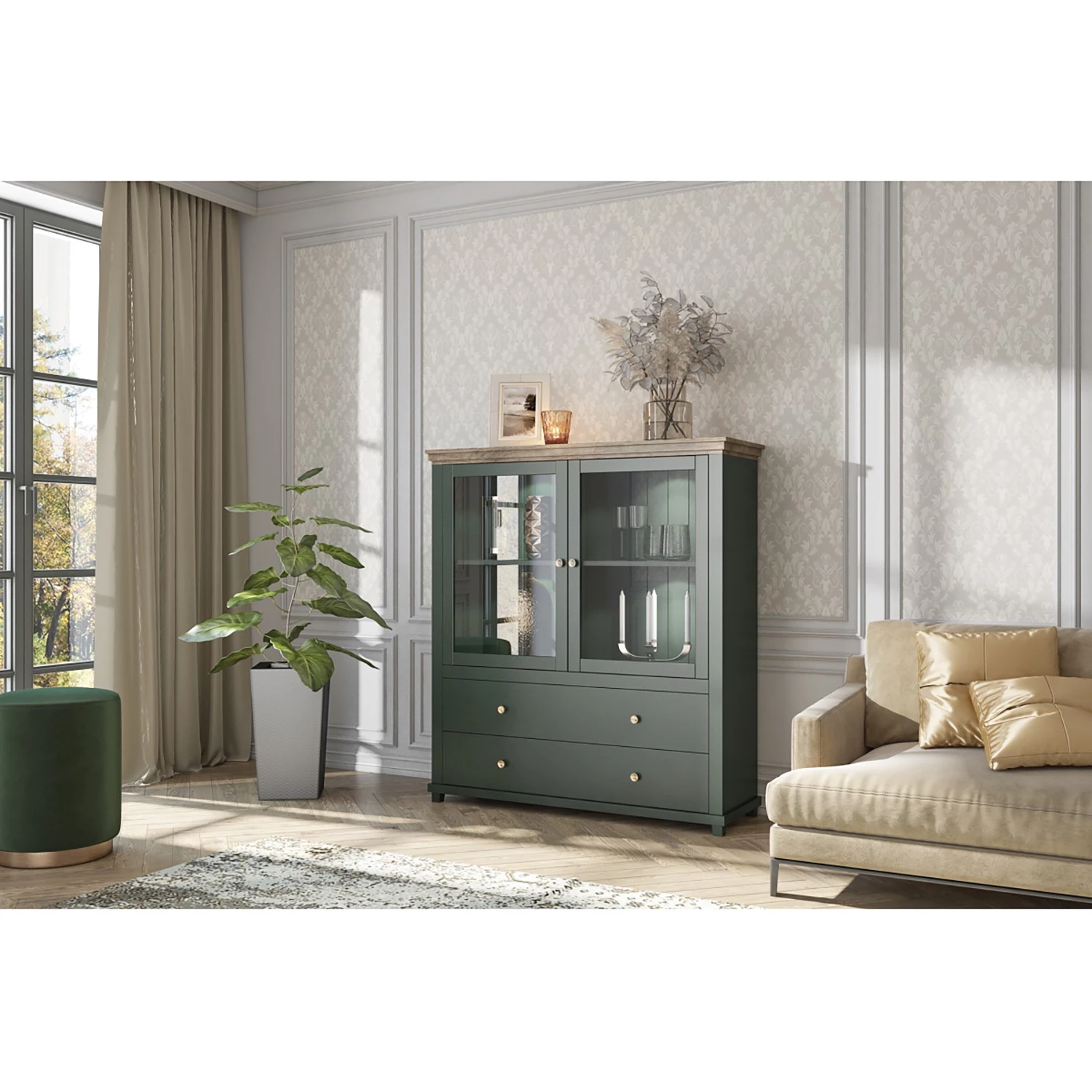 Ridgevalley Buffet haut Emmanuela - Vert foncé 2 Ridgevalley Buffet haut Emmanuela - Vert foncé – Image 2