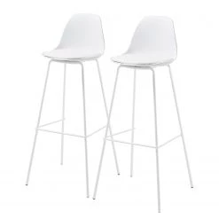 Loftscape Chaises de bar Royale (lot de 2) - Matière plastique et imitation cuir / Acier - Blanc