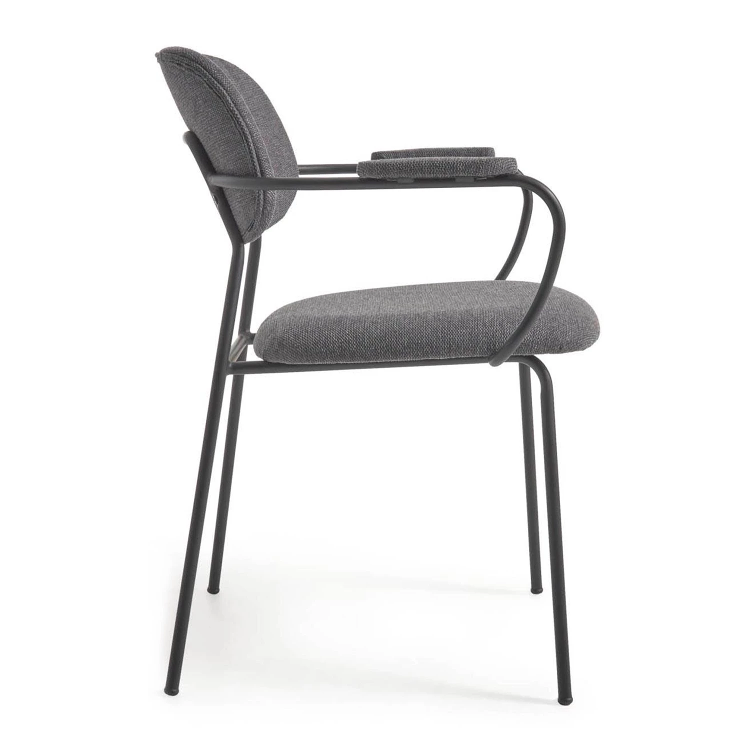 Loftscape Chaises à accoudoirs Sean II (lot de 2) - Chenille / Acier - Gris / Noir 5 Loftscape Chaises à accoudoirs Sean II (lot de 2) - Chenille / Acier - Gris / Noir – Image 5