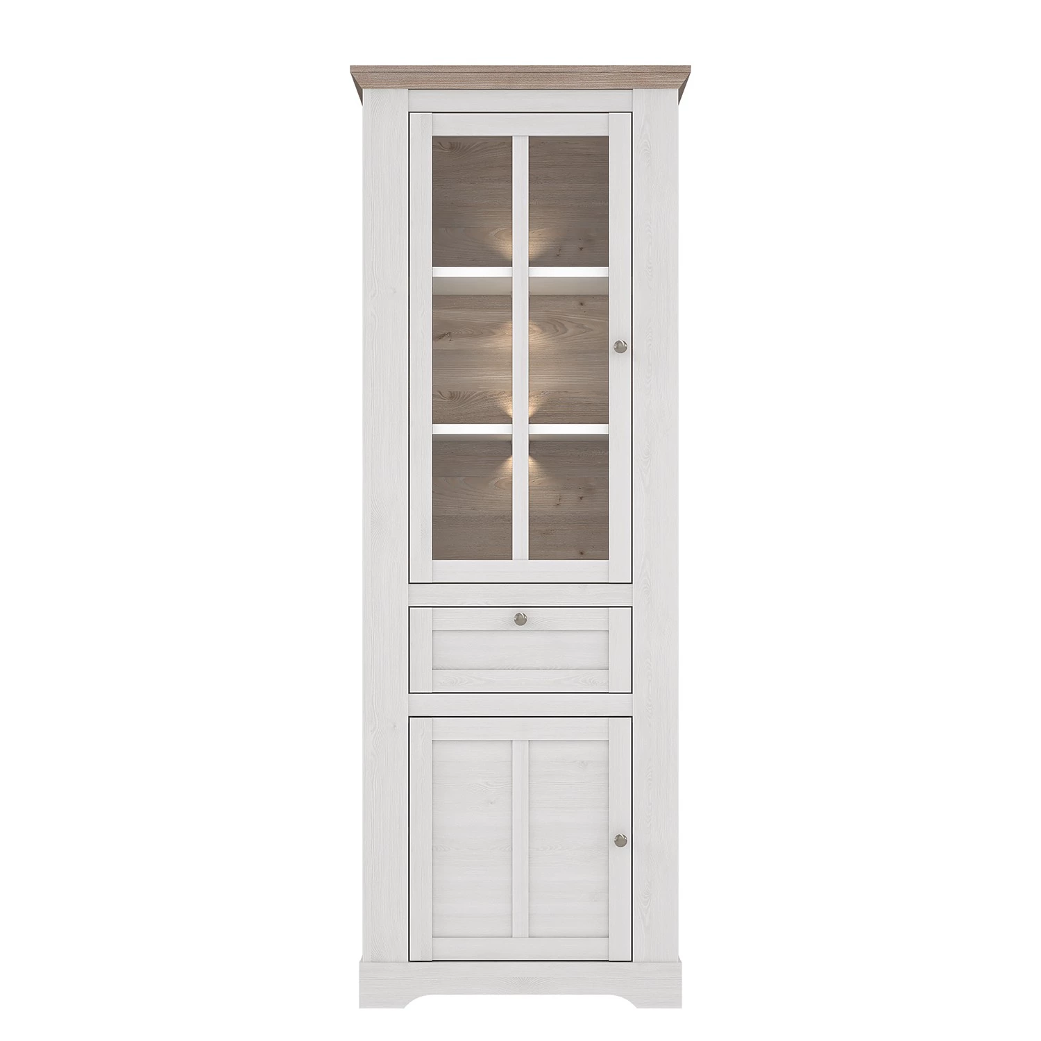 Ridgevalley Vitrine Sandvik - Éclairage inclus Imitation chêne blanc / Imitation chêne Nelson 2 Ridgevalley Vitrine Sandvik - Éclairage inclus Imitation chêne blanc / Imitation chêne Nelson – Image 2