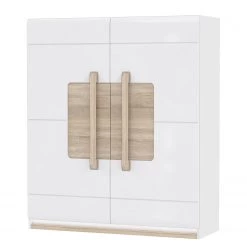 Loftscape Buffet haut Toscana I - Éclairage inclus Blanc brillant / Imitation chêne Nelson