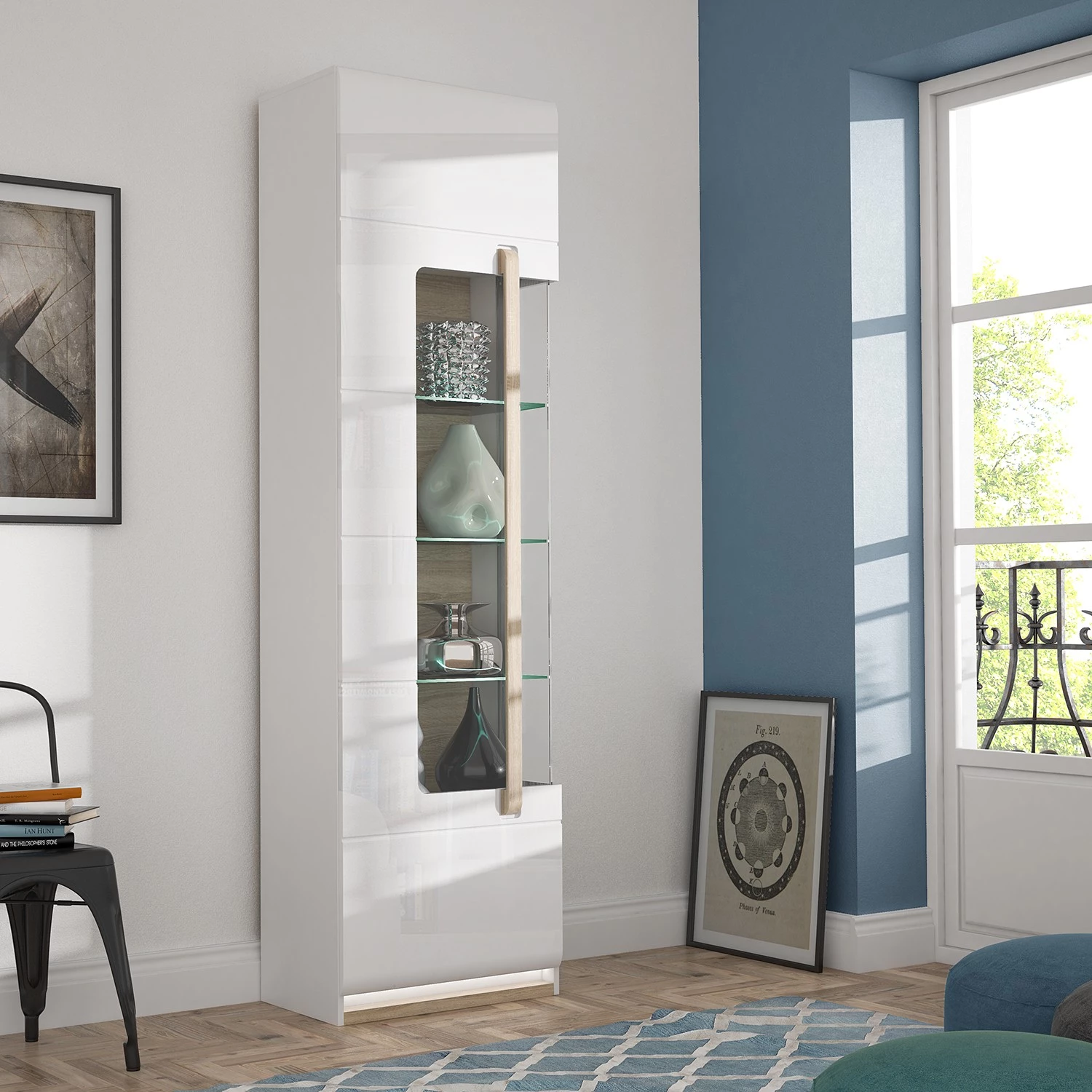 Loftscape Vitrine Toscana - Éclairage inclus - Imitation chêne de Sonoma 2 Loftscape Vitrine Toscana - Éclairage inclus - Imitation chêne de Sonoma – Image 2