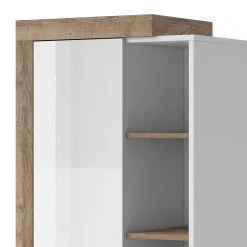 Loftscape Vitrine Shipley - Blanc brillant / Imitation chêne -ÉcoMaison Soldes 1000342831 220412 040 DETAILS P000000001000342831