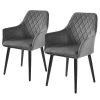 Butlers Chaises à accoudoirs VELVET (lot de 2) - Polyester / Métal - Gris
