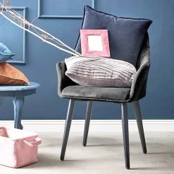 Butlers Chaises à accoudoirs VELVET (lot de 2) - Polyester / Métal - Gris -ÉcoMaison Soldes 1000343995 220406 021 MOOD DETAILS P000000001000343995 mood