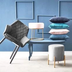 Butlers Chaises à accoudoirs VELVET (lot de 2) - Polyester / Métal - Gris -ÉcoMaison Soldes 1000343995 220406 022 MOOD DETAILS P000000001000343995 mood