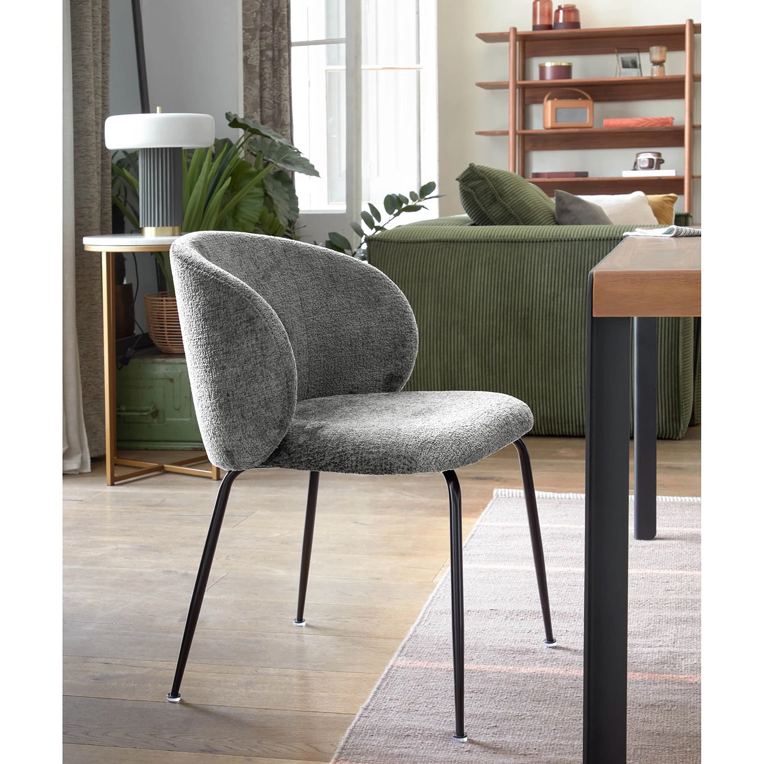 Red Living Chaises Sibari (lot de 2) - Chenille / Acier - Gris / Noir 2 Red Living Chaises Sibari (lot de 2) - Chenille / Acier - Gris / Noir – Image 2