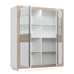 Loftscape Vitrine Wilander - Éclairage inclus - Blanc brillant / Imitation chêne Nelson -ÉcoMaison Soldes 1000344668 220414 030 DETAILS P000000001000344668