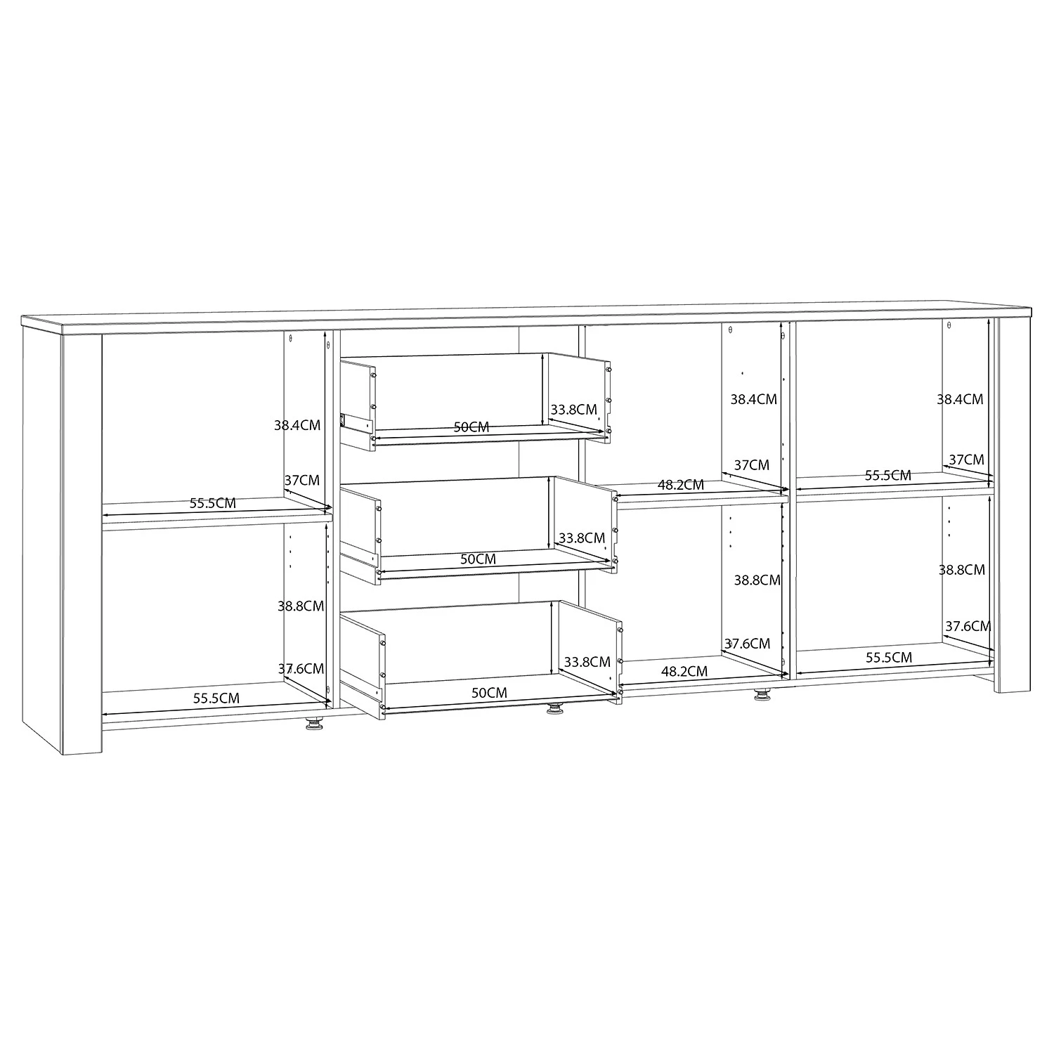Ridgevalley Buffet Vassia II - Imitation chêne Navy / Imitation chêne Riviera 7 Ridgevalley Buffet Vassia II - Imitation chêne Navy / Imitation chêne Riviera – Image 7