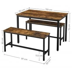 Red Living Salle à manger Pilbara (3 éléments) - Imitation bois recyclé / Noir -ÉcoMaison Soldes 1000347220 220513 500 SKETCH DETAILS P000000001000347220 sketch