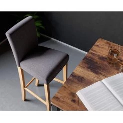 Red Living Chaises de bar Tullah (lot de 2) - Tissu / Hévéa massif et fer - Gris / Hévéa et argenté -ÉcoMaison Soldes 1000347232 220513 021 MOOD DETAILS P000000001000347232 mood