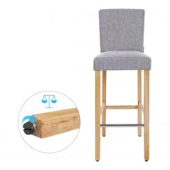 Red Living Chaises de bar Tullah (lot de 2) - Tissu / Hévéa massif et fer - Gris / Hévéa et argenté -ÉcoMaison Soldes 1000347232 220513 040 DETAILS P000000001000347232