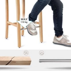 Red Living Chaises de bar Tullah (lot de 2) - Tissu / Hévéa massif et fer - Gris / Hévéa et argenté -ÉcoMaison Soldes 1000347232 220513 050 DETAILS P000000001000347232