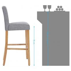 Red Living Chaises de bar Tullah (lot de 2) - Tissu / Hévéa massif et fer - Gris / Hévéa et argenté -ÉcoMaison Soldes 1000347232 220513 055 DETAILS P000000001000347232