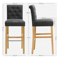 Red Living Chaises de bar Ramadas (lot de 2) - Tissu / Hévéa massif et fer - Gris / Hévéa et argenté -ÉcoMaison Soldes 1000347233 220513 500 SKETCH DETAILS P000000001000347233 sketch