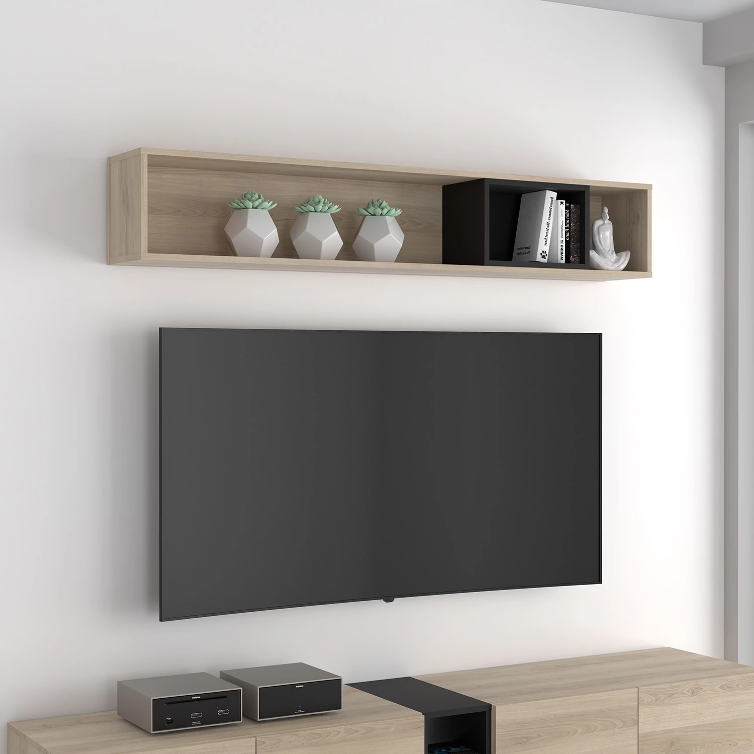 Loftscape Étagère murale Pesaro - Imitation chêne artisan / Noir 2 Loftscape Étagère murale Pesaro - Imitation chêne artisan / Noir – Image 2