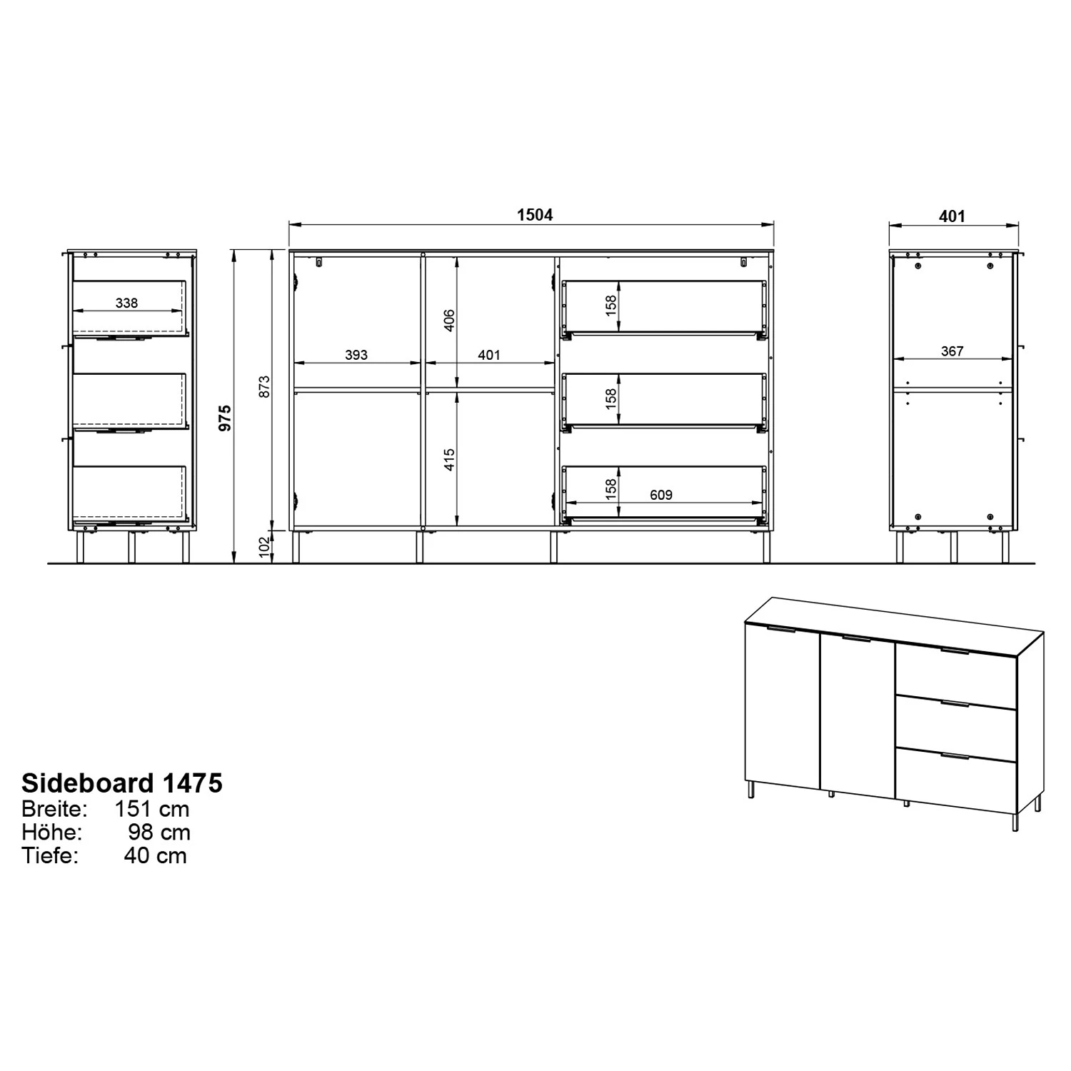 Germania Buffet California I - Graphite 10 Germania Buffet California I - Graphite – Image 10