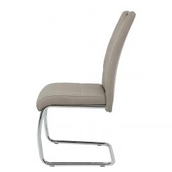 Loftscape Chaise cantilever La Paz - Imitation cuir / Métal - Chrome - Cappuccino - Lot de 4 -ÉcoMaison Soldes 1000352382 220610 050 DETAILS P000000001000352382