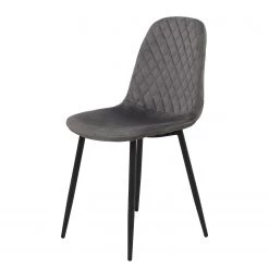 Jack & Alice Chaise Rudine - Microfibre/ Acier - Noir - Gris - Lot de 4 -ÉcoMaison Soldes 1000352405 220610 030 DETAILS P000000001000352405