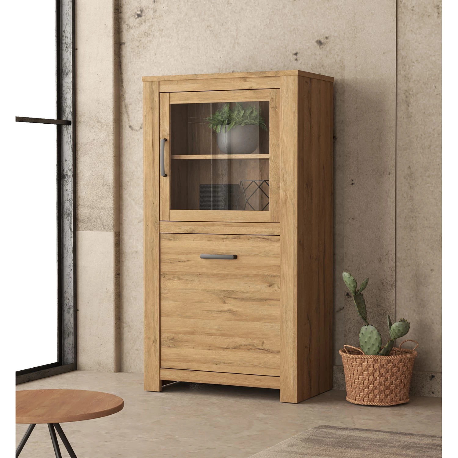 Loftscape Buffet haut Verolme II - Imitation chêne 2 Loftscape Buffet haut Verolme II - Imitation chêne – Image 2