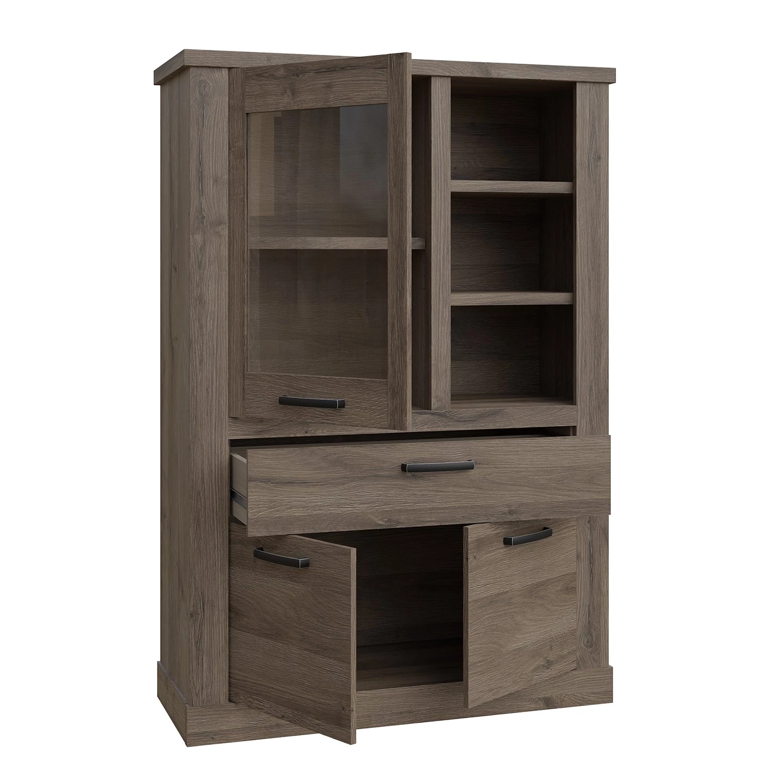 Loftscape Vitrine Temuco - Imitation chêne foncé 2 Loftscape Vitrine Temuco - Imitation chêne foncé – Image 2