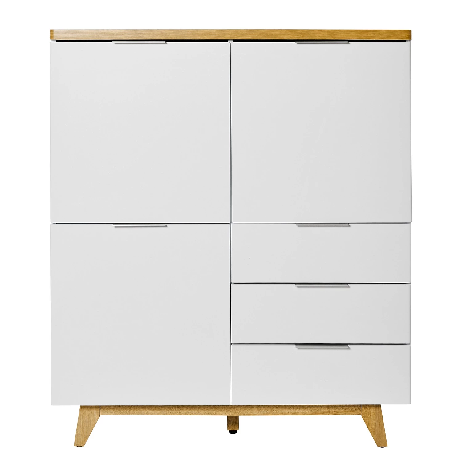 Jahnke Buffet haut Libre 110 - Imitation duramen de chêne / Blanc 3 Jahnke Buffet haut Libre 110 - Imitation duramen de chêne / Blanc – Image 3