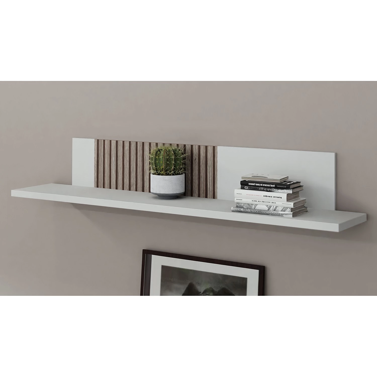 Loftscape Tablette murale Millquarter - Blanc / Imitation chêne clair 2 Loftscape Tablette murale Millquarter - Blanc / Imitation chêne clair – Image 2