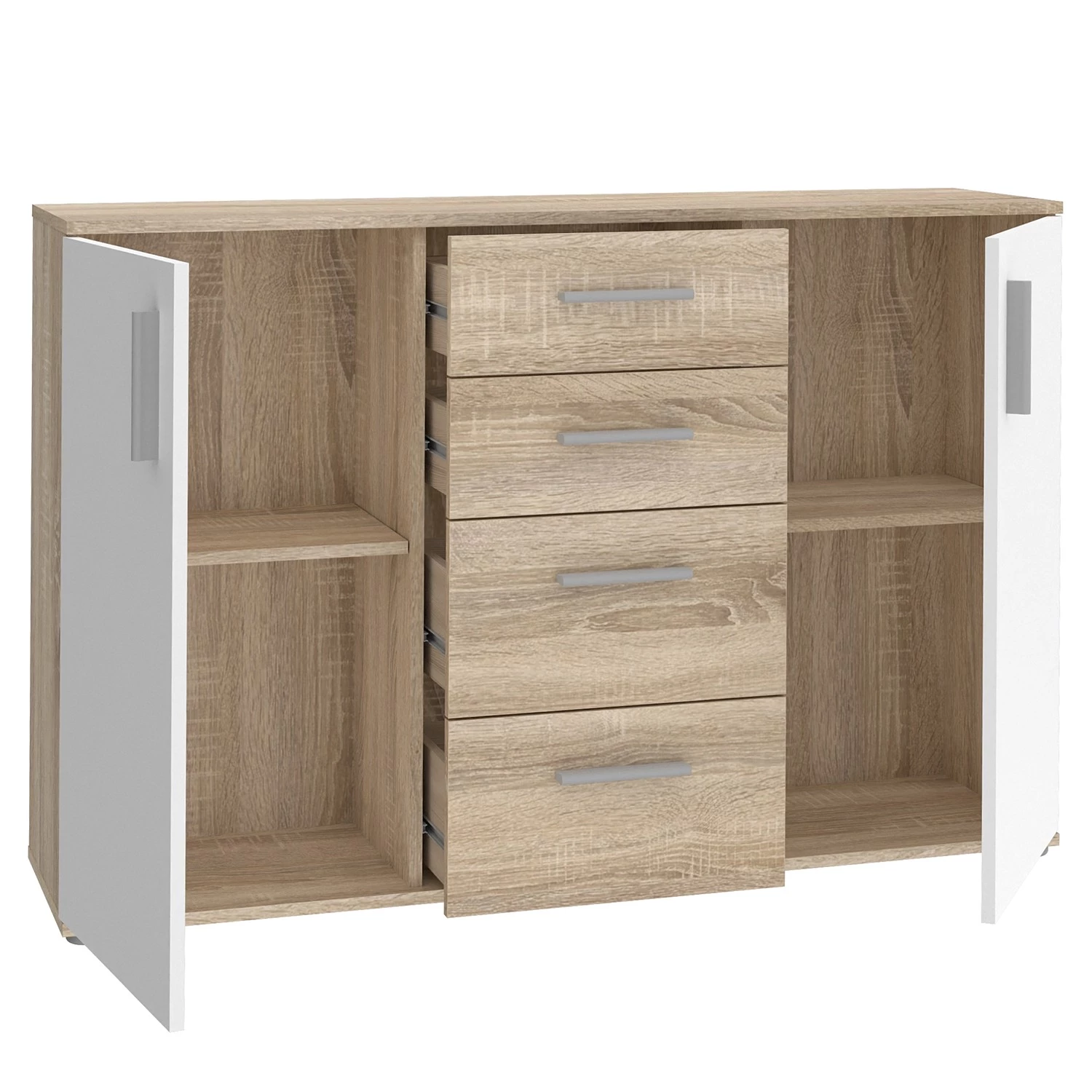 Loftscape Buffet Kiltealy II - Blanc / Imitation chêne Sonoma 4 Loftscape Buffet Kiltealy II - Blanc / Imitation chêne Sonoma – Image 4