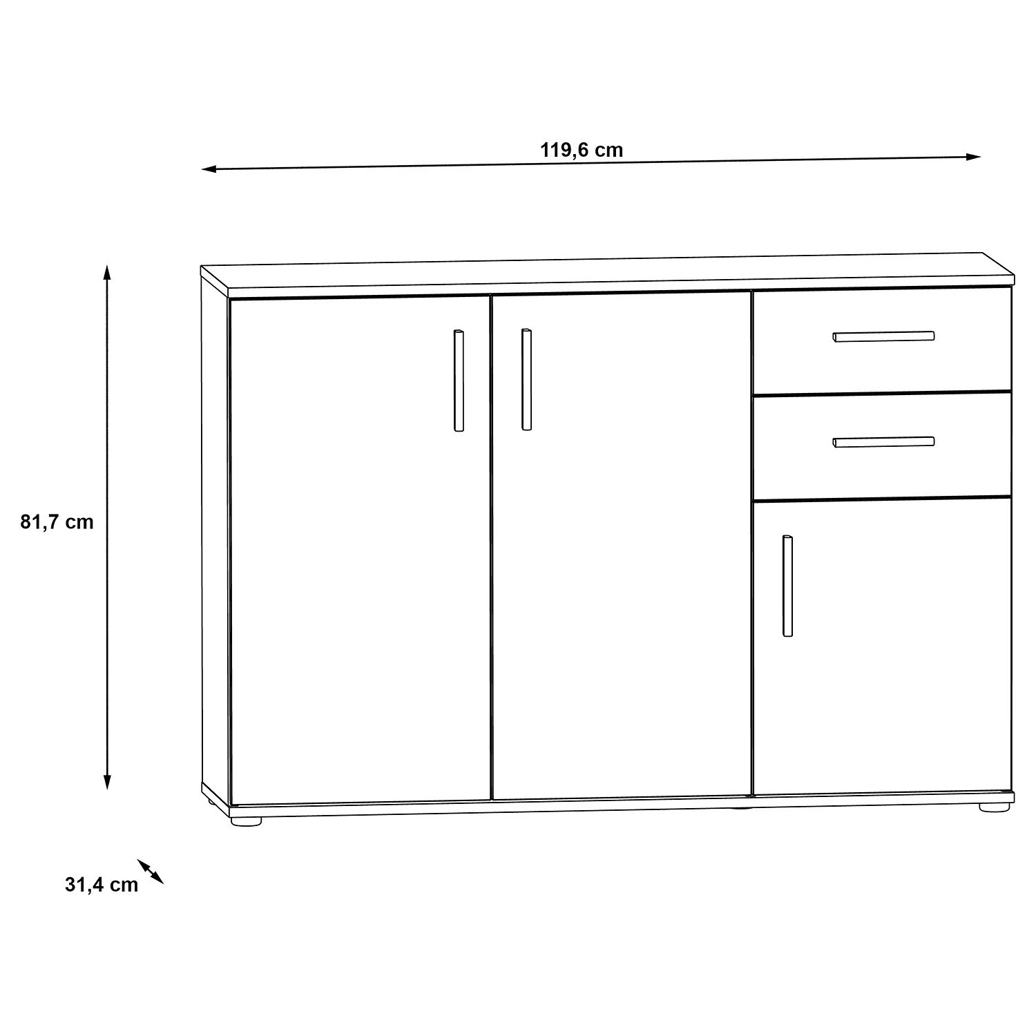 Loftscape Buffet Kiltealy III - Blanc / Imitation chêne Sonoma 6 Loftscape Buffet Kiltealy III - Blanc / Imitation chêne Sonoma – Image 6