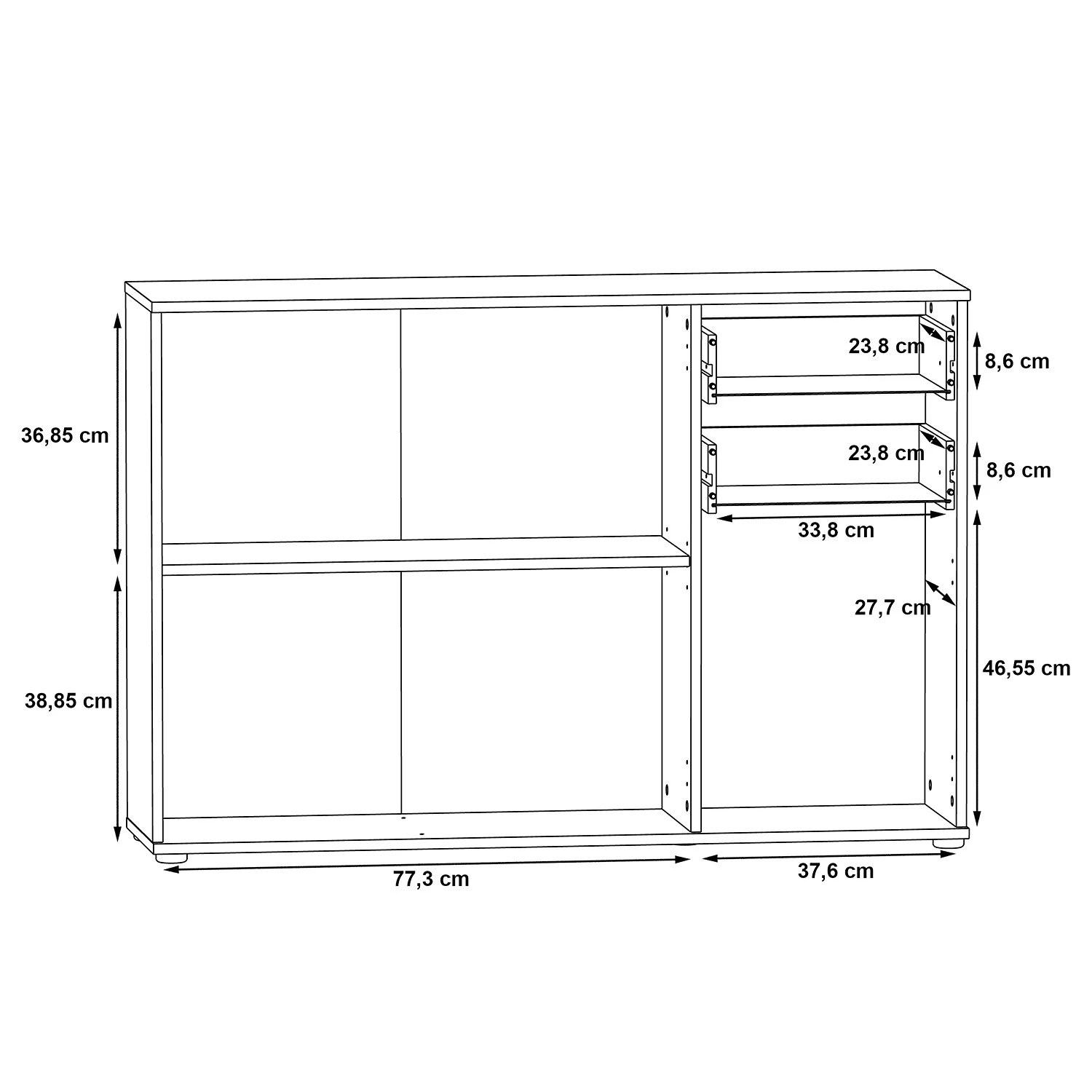 Loftscape Buffet Kiltealy III - Blanc / Imitation chêne Sonoma 7 Loftscape Buffet Kiltealy III - Blanc / Imitation chêne Sonoma – Image 7